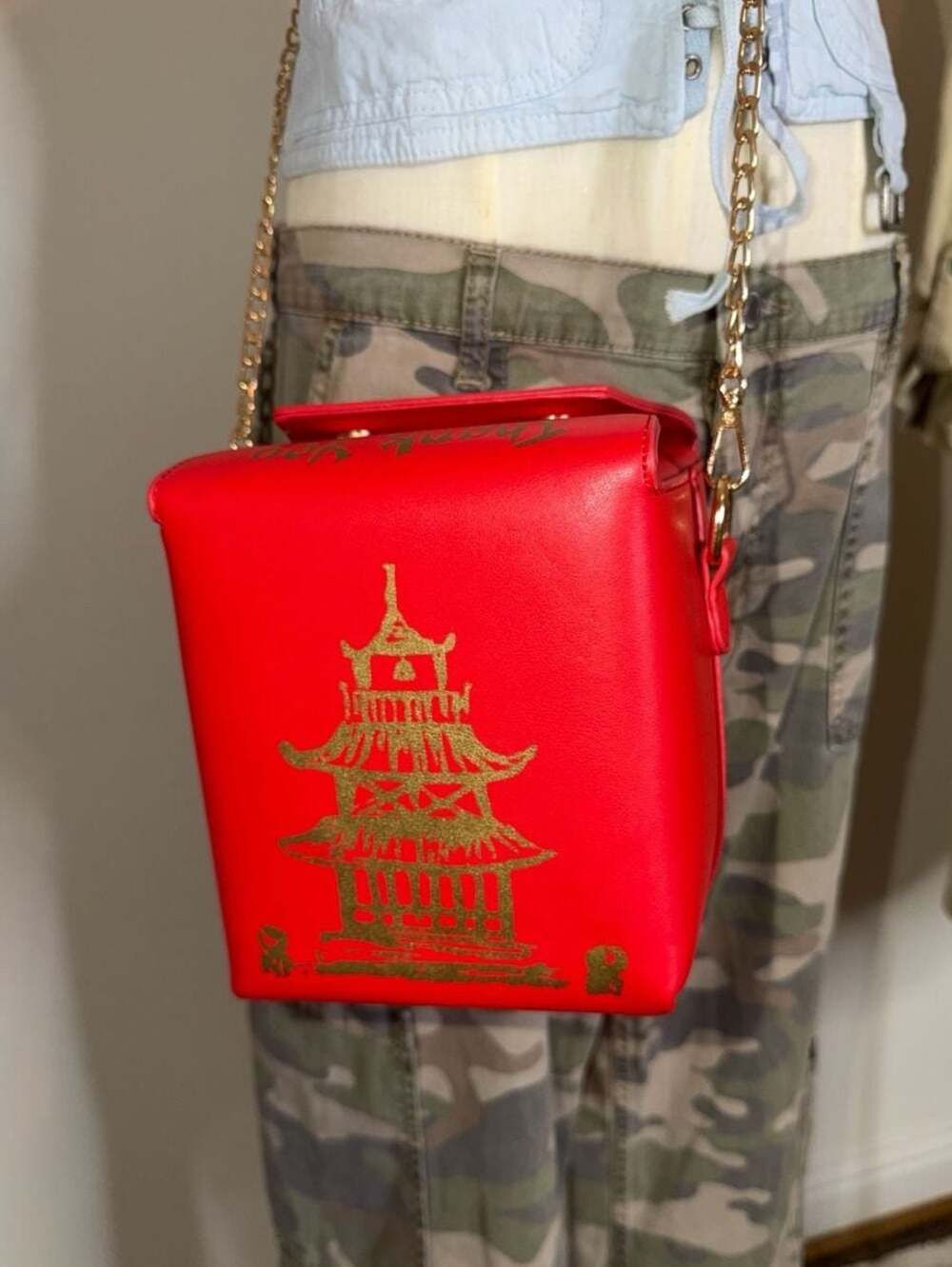 Sam Forever Red Chinese Takeout Box Crossbody Bag